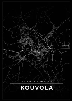 Karta - Kouvola - Svart Poster (21x29.7 cm (A4))