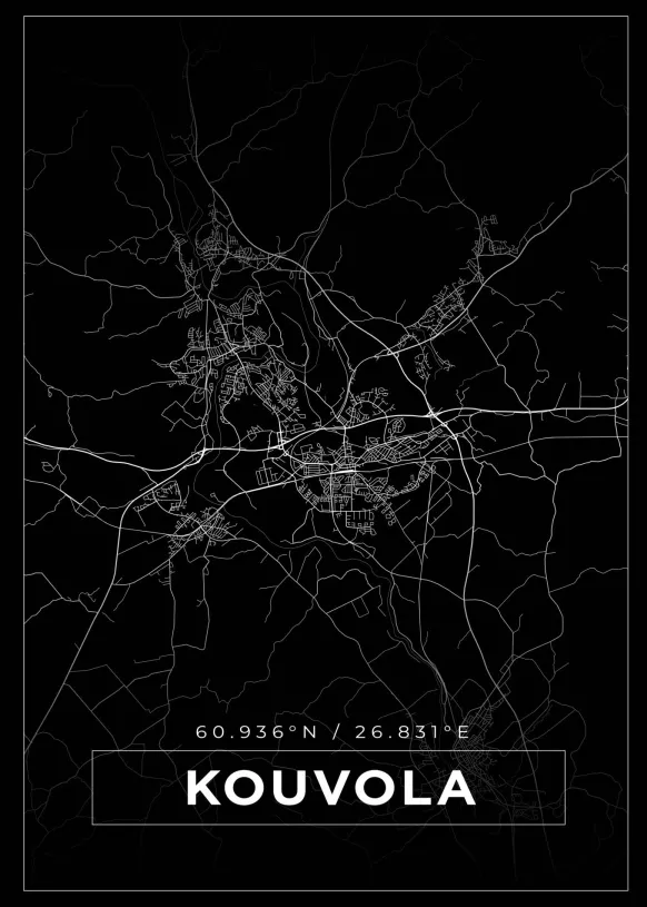 Karta - Kouvola - Svart Poster (21x29.7 cm (A4))