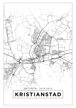 Karta - Kristianstad - Vit Poster (21x29.7 cm (A4))