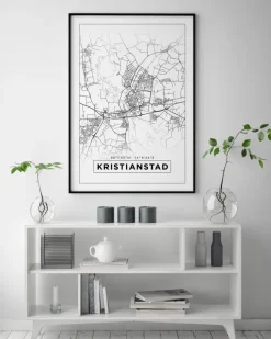 Karta - Kristianstad - Vit Poster (21x29.7 cm (A4))