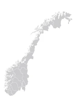 Karta - Norge - Grå Poster (21x29.7 cm (A4))