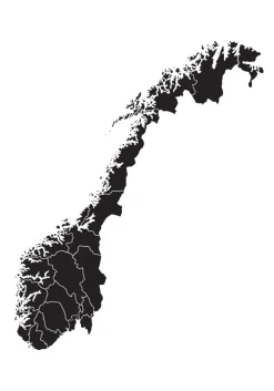 Karta - Norge - Svart Poster (21x29.7 cm (A4))