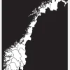 Karta - Norge - Vit Canvastavla (30x40 cm)