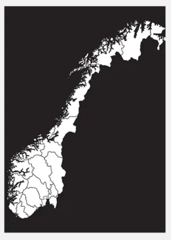 Karta - Norge - Vit Canvastavla (30x40 cm)