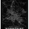 Karta - Norrköping - Svart Canvastavla (30x40 cm)