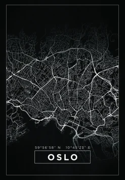 Karta - Oslo - Svart Poster (21x29.7 cm (A4))