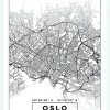 Karta - Oslo - Vit Canvastavla (30x40 cm)