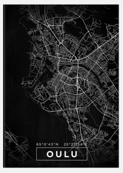 Karta - Oulu - Svart Canvastavla (30x40 cm)