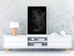 Karta - Oulu - Svart Poster (21x29.7 cm (A4))