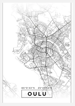 Karta - Oulu - Vit Canvastavla (30x40 cm)