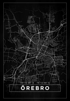 Karta - Örebro - Svart Poster (21x29.7 cm (A4))