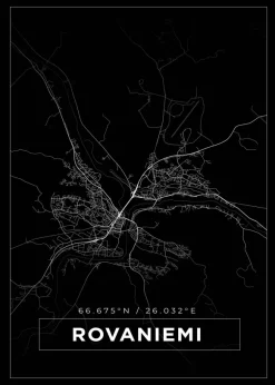 Karta - Rovaniemi - Svart Poster (21x29.7 cm (A4))