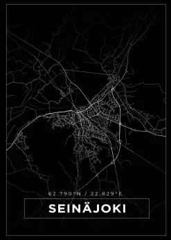 Karta - Seinäjoki - Svart Poster (21x29.7 cm (A4))