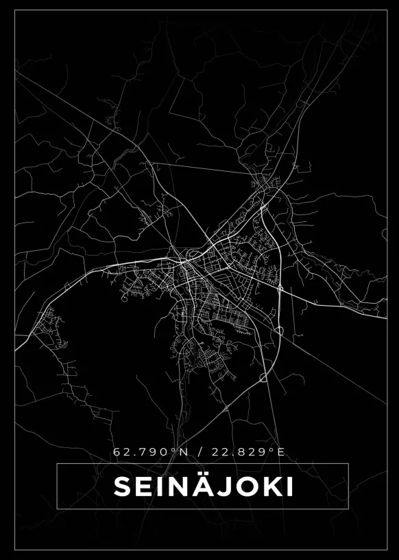 Karta - Seinäjoki - Svart Poster (21x29.7 cm (A4))