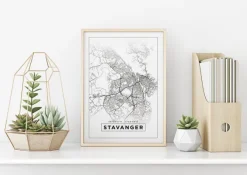 Karta - Stavanger - Vit Poster (21x29.7 cm (A4))
