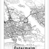 Karta - Östermalm - Vit Canvastavla (30x40 cm)