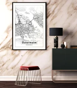 Karta - Östermalm - Vit Poster (21x29.7 cm (A4))