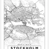 Karta - Stockholm - Vit Canvastavla (30x40 cm)