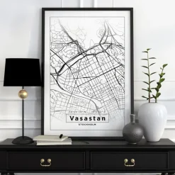 Karta - Vasastan - Vit Poster (21x29.7 cm (A4))