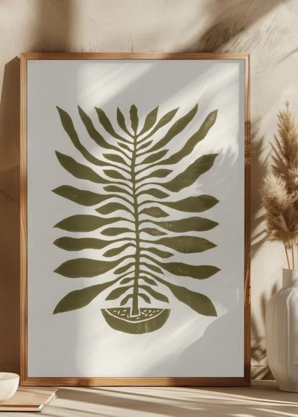 Ne Hundred-Leaved Plant #22 / Lino Print Poster (21x29.7 cm (A4))