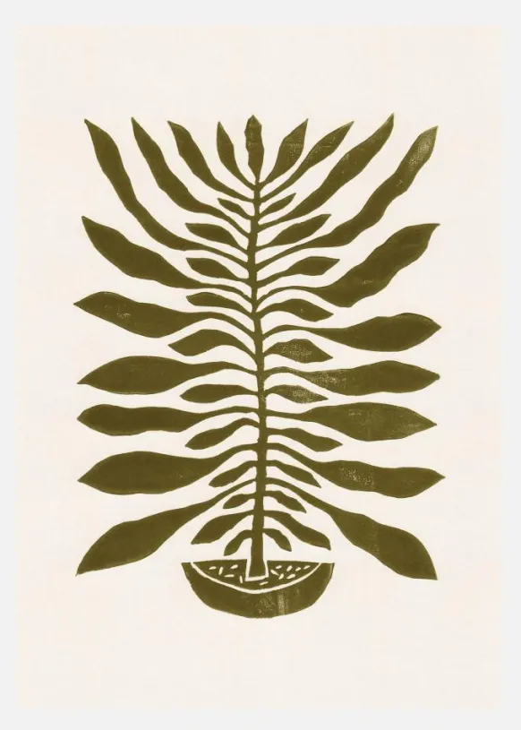 Ne Hundred-leaved Plant #22 / Lino Print Canvastavla (30x40 cm)