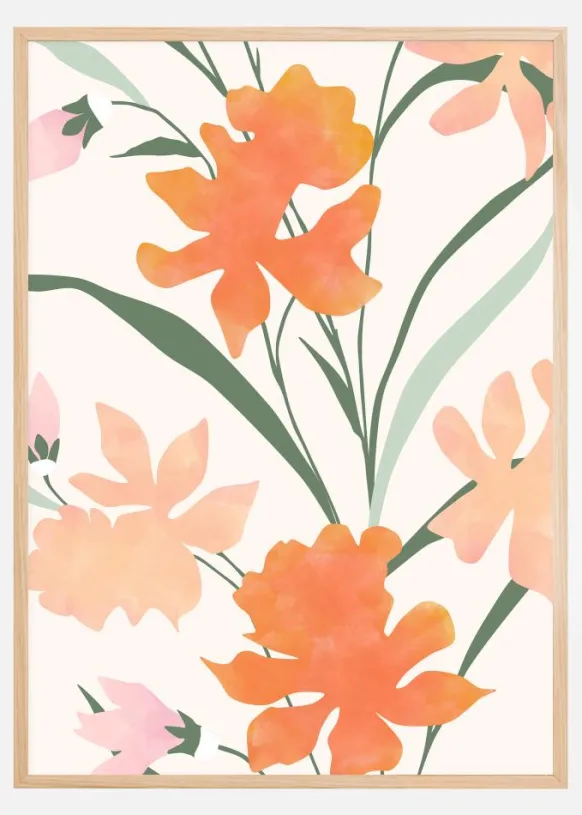 Orange Flowers Poster (21x29.7 cm (A4))