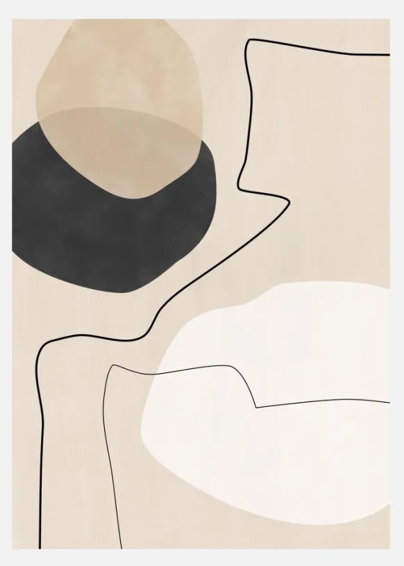 Organic Shapes A Lines Painting Canvastavla (30x40 cm)