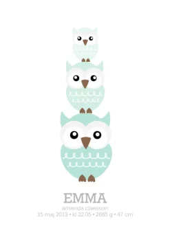 Owls Birth Poster II Green (21x29,7 cm (A4))