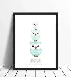 Owls Birth Poster II Green (21x29,7 cm (A4))