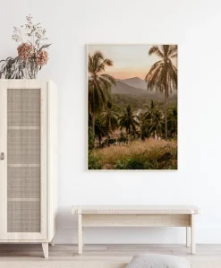 Palm Trees On Mountain Poster (21x29.7 cm (A4))