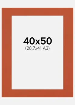 Passepartout Burnt Orange(Vit kärna) 40x50 cm (28,7x41 - A3)