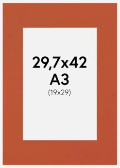 Passepartout Burnt Orange(Vit kärna) A3 29,7x42 cm (19x29)