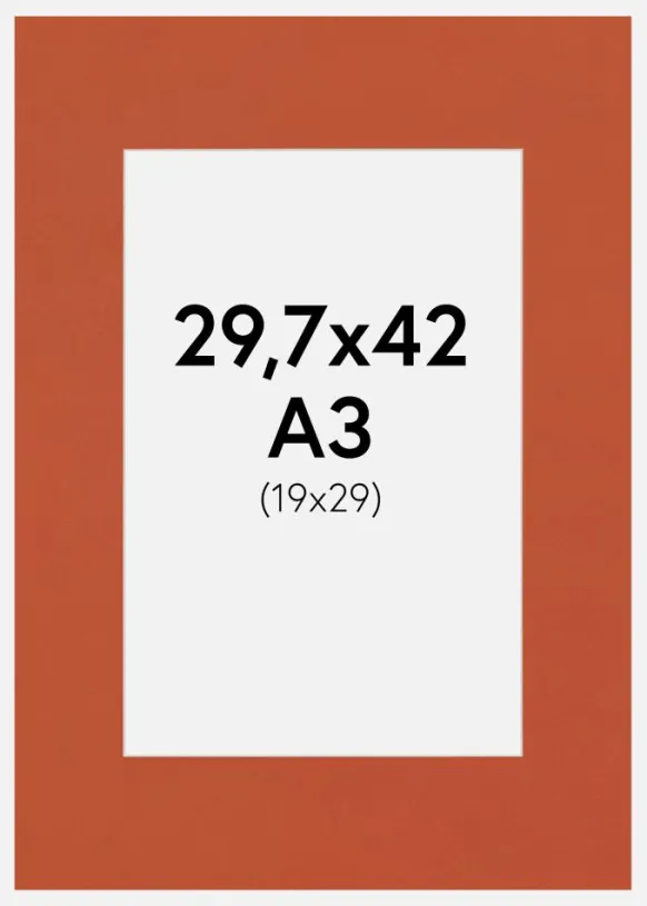 Passepartout Burnt Orange(Vit kärna) A3 29,7x42 cm (19x29)