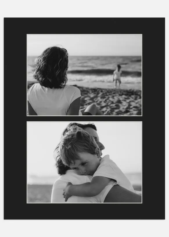 Passepartout Svart 24x30 cm - Collage 2 Bilder (12x17 cm)