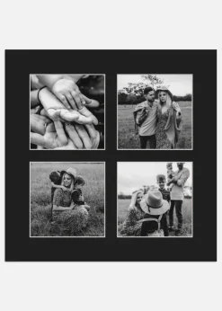 Passepartout Svart 20x20 cm - Collage 4 Bilder (7x7 cm)
