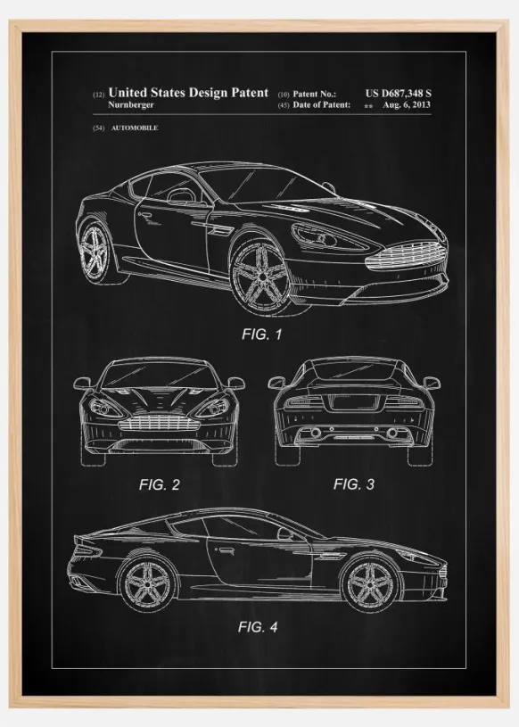 Patent Print - Aston Martin - Black Poster (21x29.7 cm (A4))