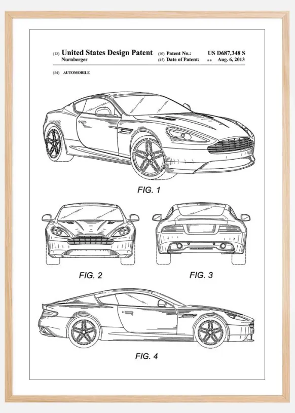 Patent Print - Aston Martin - White Poster (21x29.7 cm (A4))