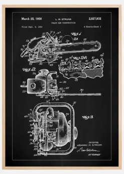 Patent Print - Chain Saw - Black Poster (21x29.7 cm (A4))