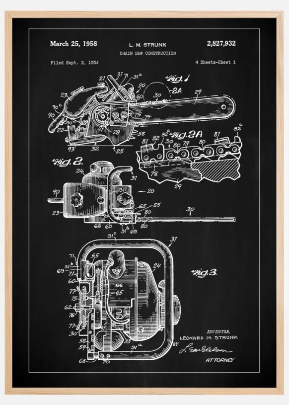 Patent Print - Chain Saw - Black Poster (21x29.7 cm (A4))