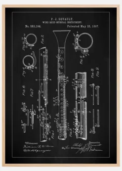 Patent Print - Clarinet - Black Poster (21x29.7 cm (A4))