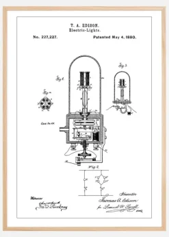 Patent Print - Edison Light - White Poster (21x29.7 cm (A4))
