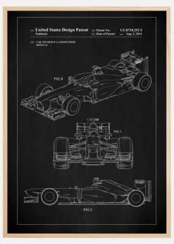 Patent Print - Formula 1 Racing Car - Black Poster (21x29.7 cm (A4))