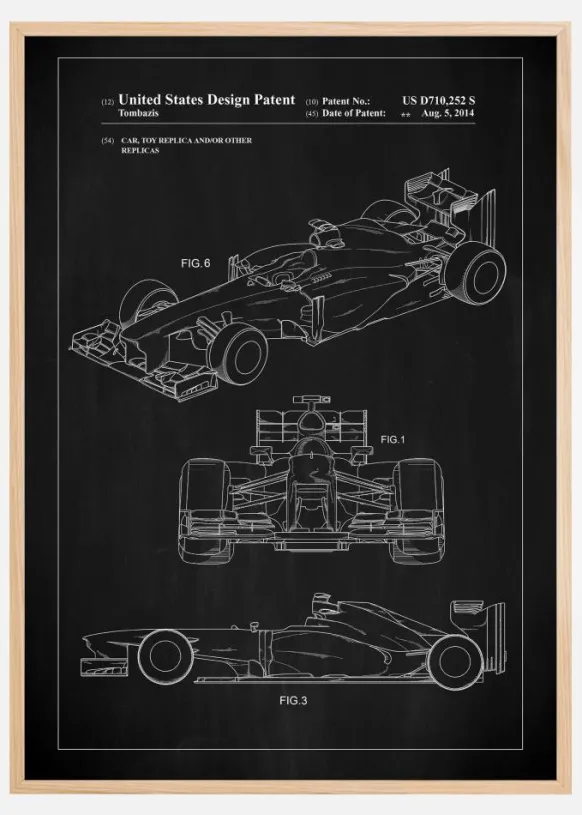 Patent Print - Formula 1 Racing Car - Black Poster (21x29.7 cm (A4))