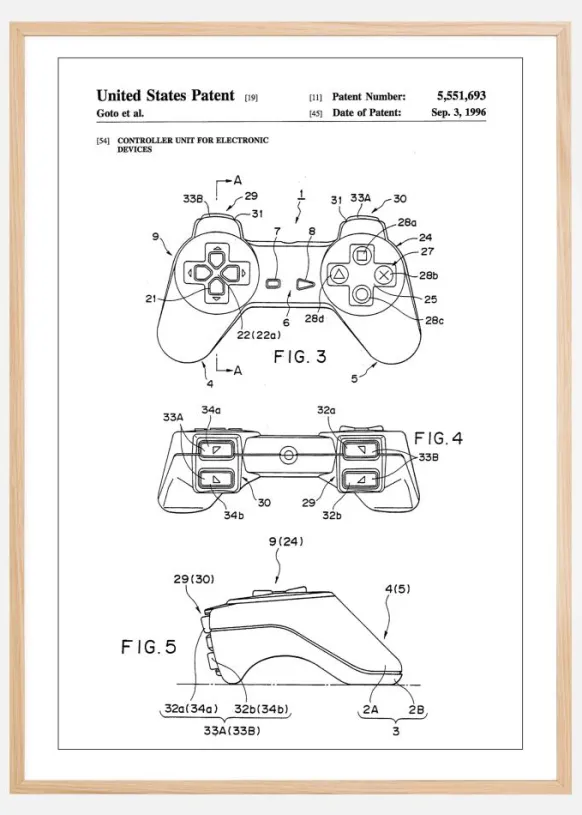 Patent Print - Game Controller II - White Poster (21x29.7 cm (A4))