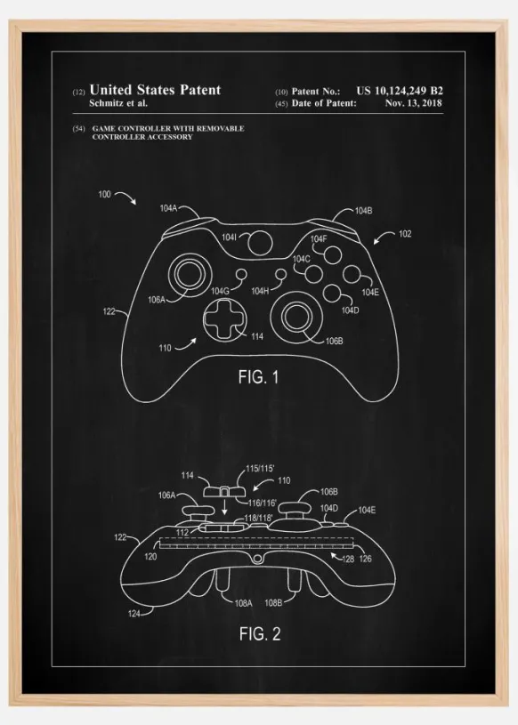 Patent Print - Game Controller III - Black Poster (21x29.7 cm (A4))