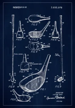 Patent Print - Golf Club - Blue Poster (21x29.7 cm (A4))