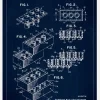 Patent Print - Lego Block I - Blue Canvastavla (30x40 cm)