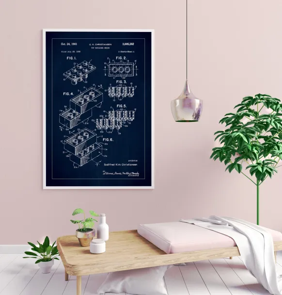 Patent Print - Lego Block I - Blue Poster (21x29.7 cm (A4))
