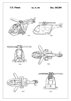 Patent Print - Lego Helicopter - White Poster (21x29.7 cm (A4))
