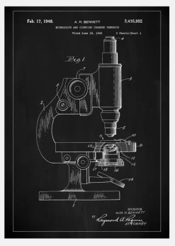Patent Print - Microscope - Black Canvastavla (30x40 cm)